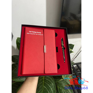 Giftset - combo bộ quà tặng - set IN sổ tay gấp + bút ký - quà tặng văn phòng, thầy cô giáo