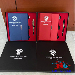 Giftset - combo bộ quà tặng - set IN sổ tay gấp + bút ký - quà tặng văn phòng, thầy cô giáo