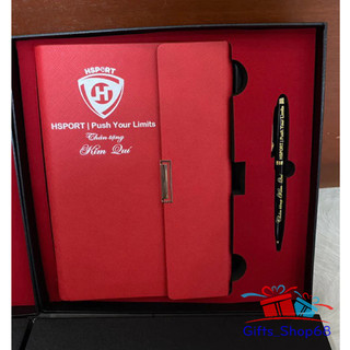 Giftset - combo bộ quà tặng - set IN sổ tay gấp + bút ký - quà tặng văn phòng, thầy cô giáo