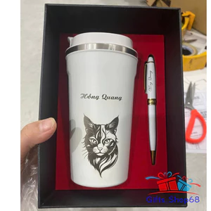 Combo quà tặng Ly giữ nhiệt 510ml - Bút ký Khắc tên, logo hình ảnh theo yêu cầu