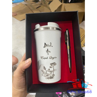 Combo quà tặng Ly giữ nhiệt 510ml - Bút ký Khắc tên, logo hình ảnh theo yêu cầu