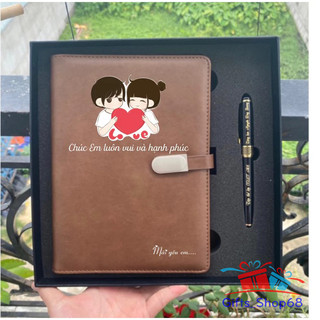 Combo Sổ tay 6 còng + bút ký cao cấp IN màu hình ảnh, logo, tên - Quà tặng văn phòng