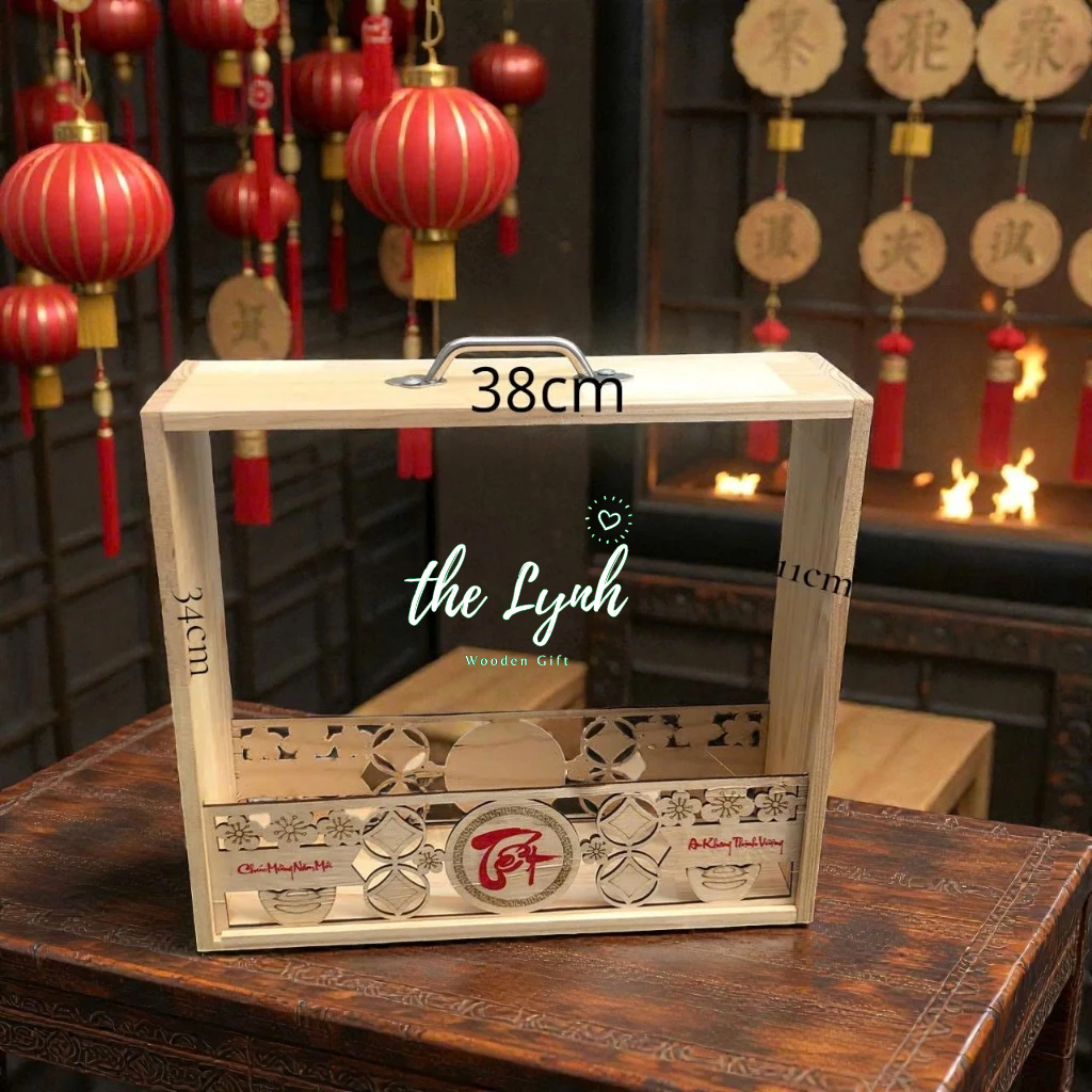 Khay Gỗ Vali Gói Quà Tết. Khay Gỗ Đựng Quà Thiết Kế Hiên Đại | LynhDecor miễn phí khắc,logo nội dung
