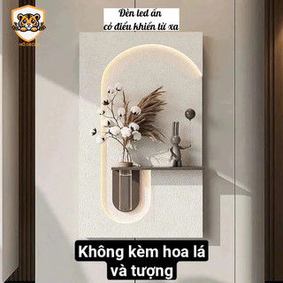 (Đèn có điều khiển) Tranh cắm hoa có đèn led ẩn dùng điều khiển, tranh decor phòng khách,cafe, phòng ngủ, hành lang