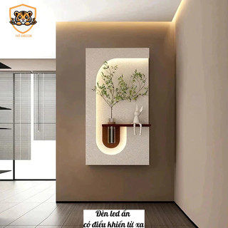 (Đèn có điều khiển) Tranh cắm hoa có đèn led ẩn dùng điều khiển, tranh decor phòng khách,cafe, phòng ngủ, hành lang