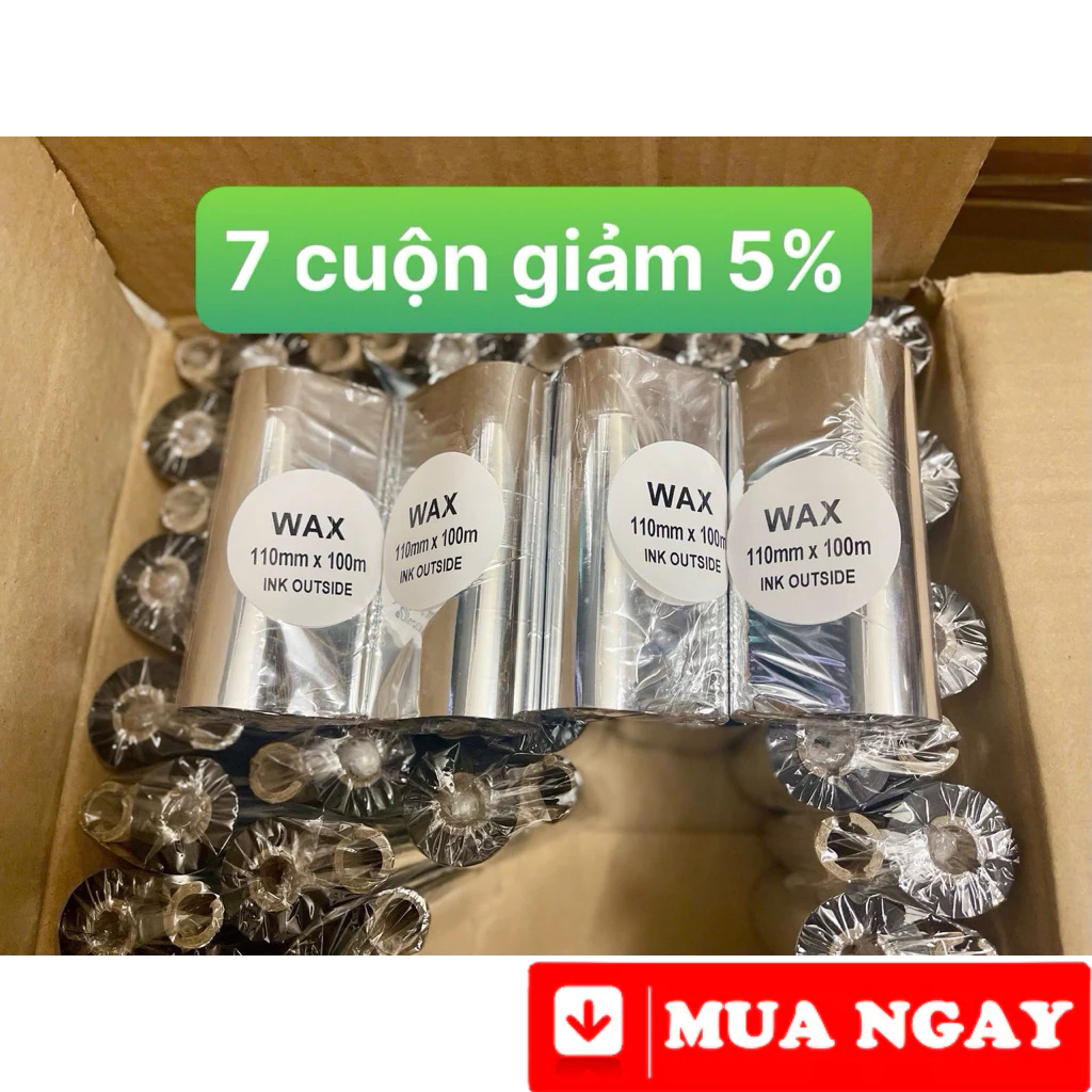 Mực in Ribbon Wax 110mmx100m cho máy GoDEX G500 G530 TSC TE-200 ...
