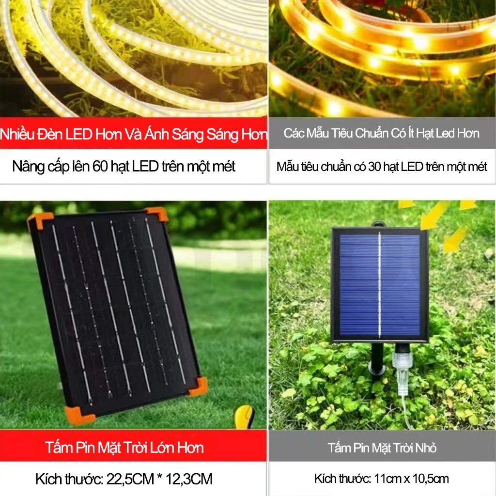 Năng Lượng Mặt Trời Đèn LED Thanh Với Điều Khiển Từ Xa,Điều Chỉnh Độ Sáng, Dải Đèn Tiết Kiệm Điện