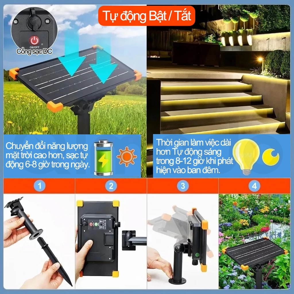 Năng Lượng Mặt Trời Đèn LED Thanh Với Điều Khiển Từ Xa,Điều Chỉnh Độ Sáng, Dải Đèn Tiết Kiệm Điện