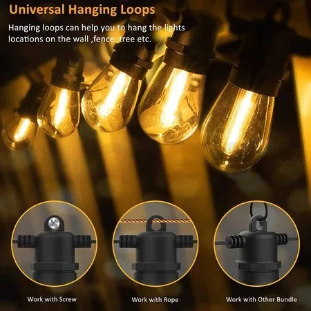 Đèn Bóng Bàn LED S14 Dài 15m 15Bóng Trang Trí Ngoài Trời Chống Nước IP65 Đèn Dây Trang Trí Sân Vườn