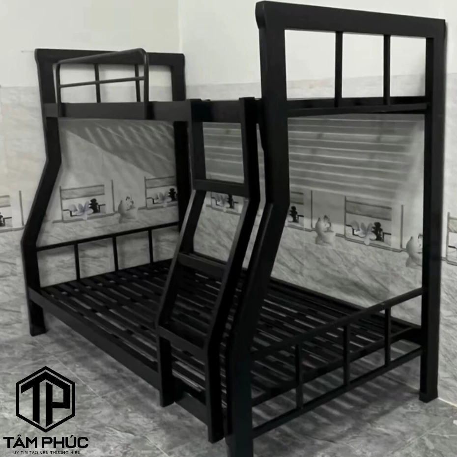 Giường 2 tầng sắt hộp dày dặn chắc chắn - giường 2 tầng sắt.