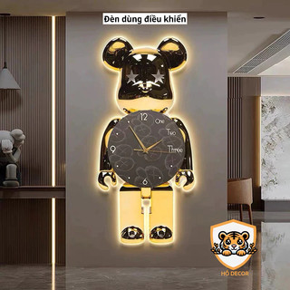 Đồng hồ treo tường cao cấp Gấu Bearbrick đèn led hiện đại treo phòng khách, phòng ngủ, gaming, quà