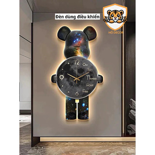 Đồng hồ treo tường cao cấp Gấu Bearbrick đèn led hiện đại treo phòng khách, phòng ngủ, gaming, quà