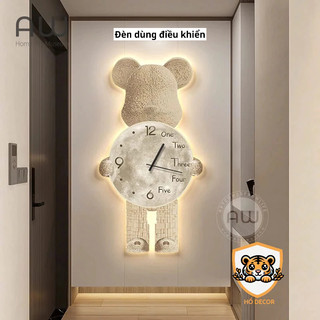 Đồng hồ treo tường cao cấp Gấu Bearbrick đèn led hiện đại treo phòng khách, phòng ngủ, gaming, quà