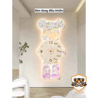 Đồng hồ treo tường cao cấp Gấu Bearbrick đèn led hiện đại treo phòng khách, phòng ngủ, gaming, quà