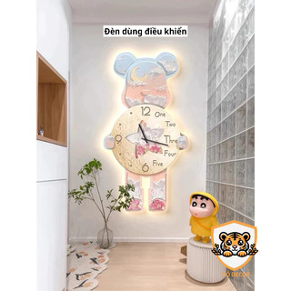 Đồng hồ treo tường cao cấp Gấu Bearbrick đèn led hiện đại treo phòng khách, phòng ngủ, gaming, quà