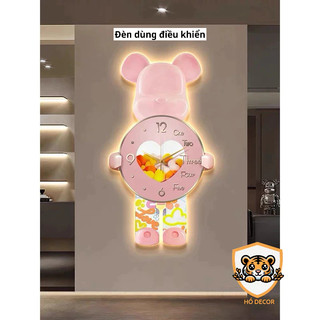 Đồng hồ treo tường cao cấp Gấu Bearbrick đèn led hiện đại treo phòng khách, phòng ngủ, gaming, quà