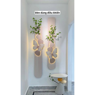 (L5) Tranh treo tường đèn led dùng điều khiển, tranh gài hoa/lá giả tùy ý, tranh trang trí nghệ thuật hiện đại, quà tặng