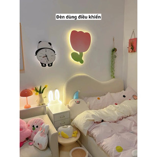 (HÀNG LOẠI 1 chân lắc lư) Đèn có điều khiển- Đồng hồ gấu trúc lắc chân, đồng hồ treo tường decor phòng khách dễ thương