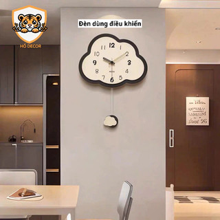 (N9) Đồng hồ lắc lư không phát ra tiếng ồn hình đám mây, đồng hồ treo tường quả lắc, đồng hồ kim trôi êm tai, quà tặng