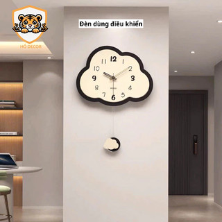 (N9) Đồng hồ lắc lư không phát ra tiếng ồn hình đám mây, đồng hồ treo tường quả lắc, đồng hồ kim trôi êm tai, quà tặng