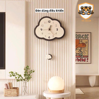 (N9) Đồng hồ lắc lư không phát ra tiếng ồn hình đám mây, đồng hồ treo tường quả lắc, đồng hồ kim trôi êm tai, quà tặng