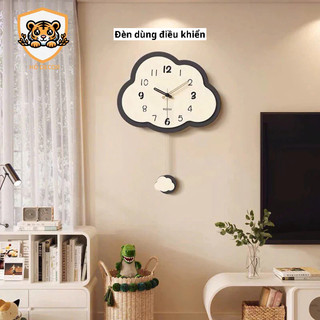 (N9) Đồng hồ lắc lư không phát ra tiếng ồn hình đám mây, đồng hồ treo tường quả lắc, đồng hồ kim trôi êm tai, quà tặng