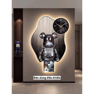 (HÀNG CAO CẤP Đèn dùng điều khiển)  Đồng Hồ Gấu Bearbrick Treo Tường, Decor Cao Cấp, Quà Tặng Sinh Nhật Giá Rẻ