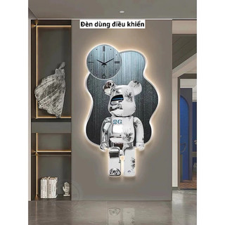 (HÀNG CAO CẤP Đèn dùng điều khiển)  Đồng Hồ Gấu Bearbrick Treo Tường, Decor Cao Cấp, Quà Tặng Sinh Nhật Giá Rẻ