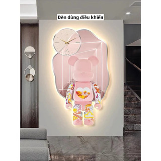 (HÀNG CAO CẤP Đèn dùng điều khiển)  Đồng Hồ Gấu Bearbrick Treo Tường, Decor Cao Cấp, Quà Tặng Sinh Nhật Giá Rẻ