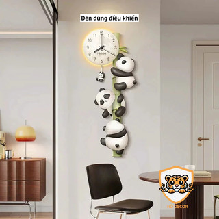 ( H6)(Hàng Nhập Khẩu) Đồng hồ gấu trúc lắc chân cute có gắn đèn led treo phòng khách, phòng ngủ, decor nhà quà tặng đẹp