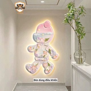 [EF] Tranh treo tường hình gấu họa tiết độc đáo tráng gương pha lê,  quà tặng đẹptranh decor nhà cửa, phòng khách