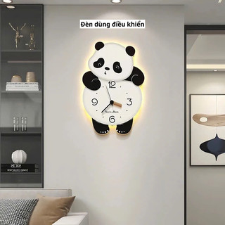 (HÀNG LOẠI 1 chân lắc lư) Đèn có điều khiển- Đồng hồ gấu trúc lắc chân, đồng hồ treo tường decor phòng khách dễ thương