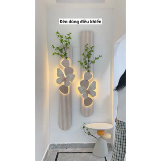 (L5) Tranh treo tường đèn led dùng điều khiển, tranh gài hoa/lá giả tùy ý, tranh trang trí nghệ thuật hiện đại, quà tặng
