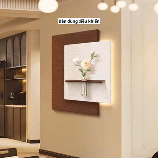 (M3) Tranh treo tường đơn giản hiện đại sang trọng, tranh cắm hoa thật có đèn led, tranh trang trí nhà cửa, cửa hàng spa