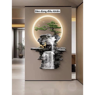 (H9)Tranh Treo Tường Sơn Thủy Hữu Tình Cao Cấp Tráng Gương Có  Đèn Led Treo Phòng Khách HỔ DECOR - TRANH ĐỒNG HỒ CAO CẤP