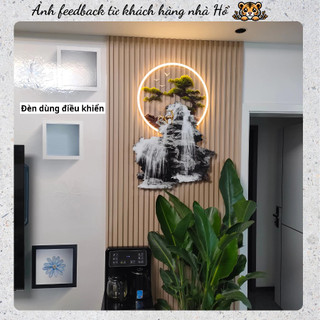 (H9)Tranh Treo Tường Sơn Thủy Hữu Tình Cao Cấp Tráng Gương Có  Đèn Led Treo Phòng Khách HỔ DECOR - TRANH ĐỒNG HỒ CAO CẤP