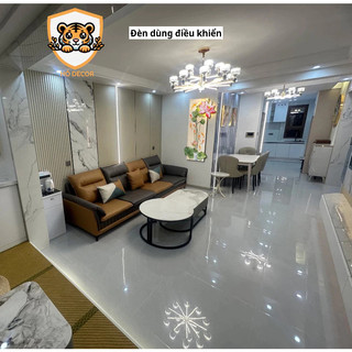 (H19)Tranh treo tường tráng gương pha lê hoa sen trang trí chín con cá, tranh treo hành lang, phòng khách, phòng ngủ