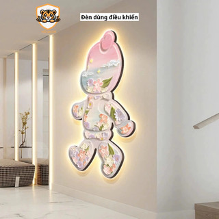 [EF] Tranh treo tường hình gấu họa tiết độc đáo tráng gương pha lê,  quà tặng đẹptranh decor nhà cửa, phòng khách
