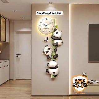 ( H6)(Hàng Nhập Khẩu) Đồng hồ gấu trúc lắc chân cute có gắn đèn led treo phòng khách, phòng ngủ, decor nhà quà tặng đẹp