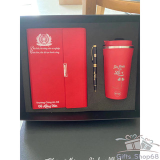 Bộ quà tặng - giftset - bộ sổ tay - ly giữ nhiệt 510ml - bút ký cao cấp- IN, khắc tên, logo theo yêu cầu