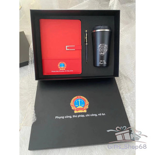 Giftset - bộ quà tặng sổ tay da + ly giữ nhiệt + bút ký - quà tặng văn phòng, thầy cô - in khắc theo yêu cầu