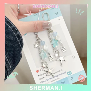 Dây đeo điện thoại hình sao biển và sò điệp phong cách đại dương túi đựng máy ảnh đính hạt