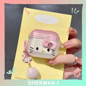 Vỏ bảo vệ tai nghe Bow Kitty chống rơi Vỏ mềm thích hợp cho Airpods Pro2/3/4