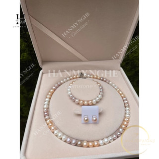 Bộ ngọc trai nước ngọt tự nhiên 8mm kèm hộp HANMYNGHE