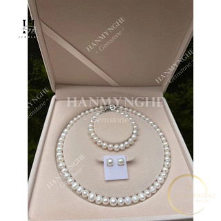 Bộ ngọc trai nước ngọt tự nhiên 8mm kèm hộp HANMYNGHE