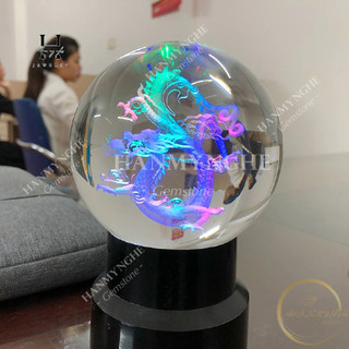 Quả cầu phong thủy pha lê hình rồng HANMYNGHE