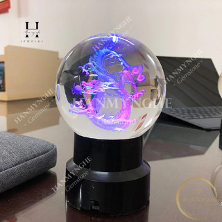 Quả cầu phong thủy pha lê hình rồng HANMYNGHE