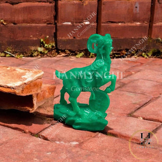 Tượng con dê  mau xanh bột đá đúc cao 25 cm HANMYNGHE