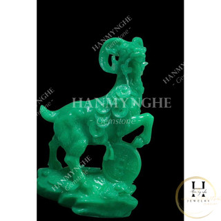 Tượng con dê  mau xanh bột đá đúc cao 25 cm HANMYNGHE