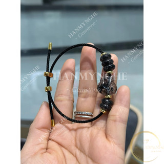 Vòng tay hồ ly đá thạch anh tóc đen mix ngũ điếu tính duyên tài lộc may mắn HANMYNGHE
